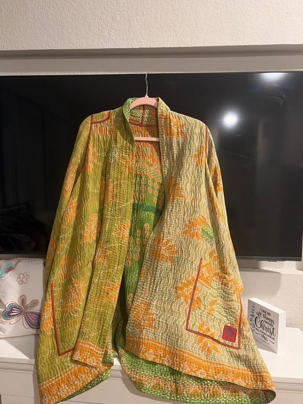 Mieko Mintz Vintage Kantha Georgette A-line Kimono Jacket